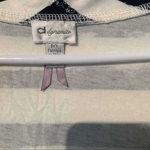 White and Navy striped dress with cowl neck. - Picture 2 of 3